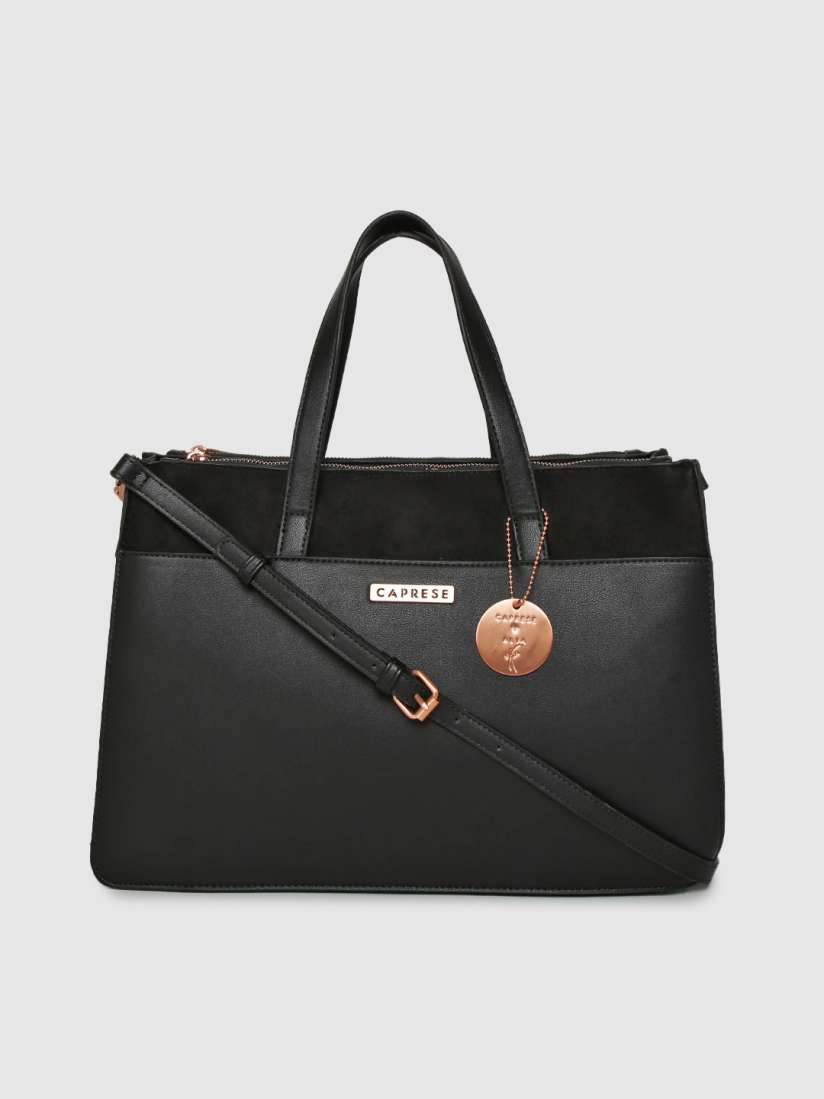 Caprese black solid handheld bag clearance