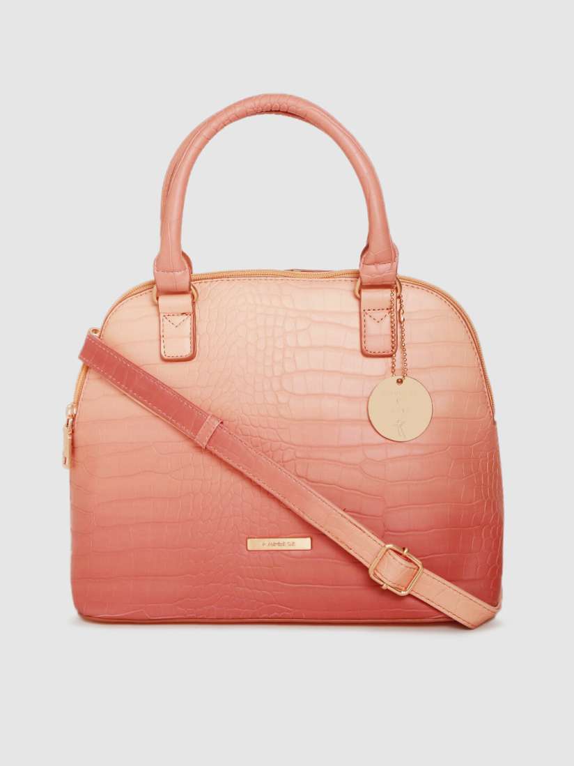 Buy Caprese Peach Coloured Textured Handheld Bag Handbags for Women 12088902 Myntra