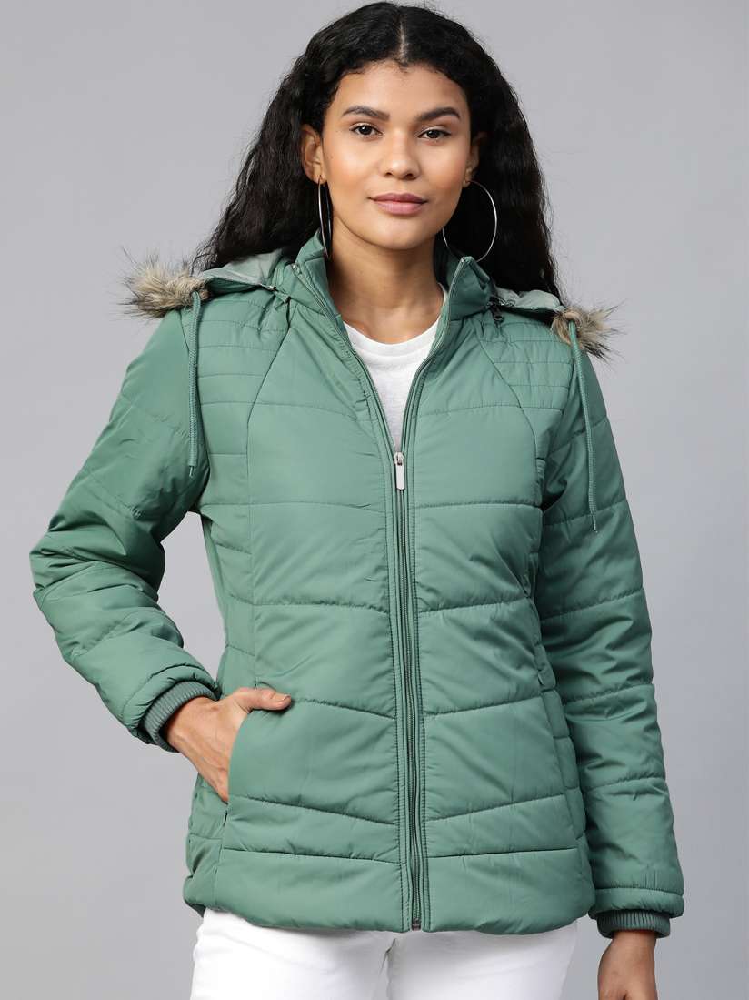 Green lightweight parka womens top