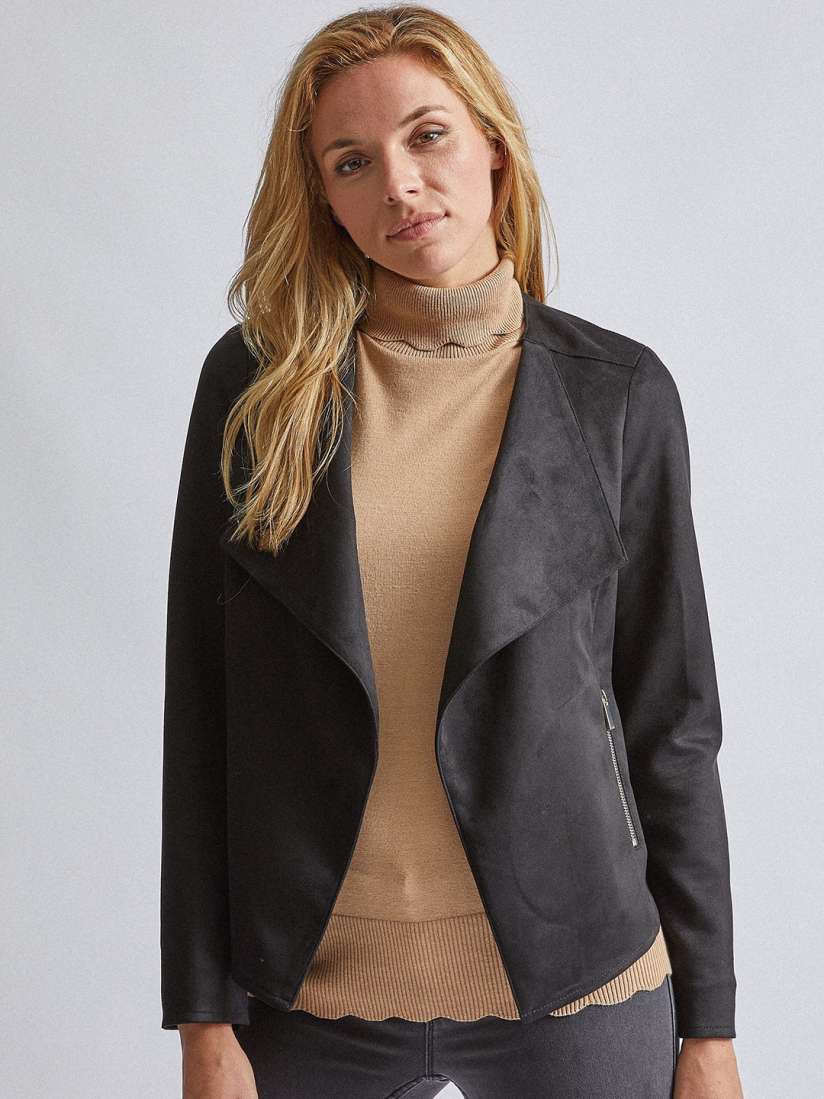 Buy DOROTHY PERKINS Women Charcoal Grey Suede Finish Solid Open Front Jacket Jackets for Women 12126178 Myntra
