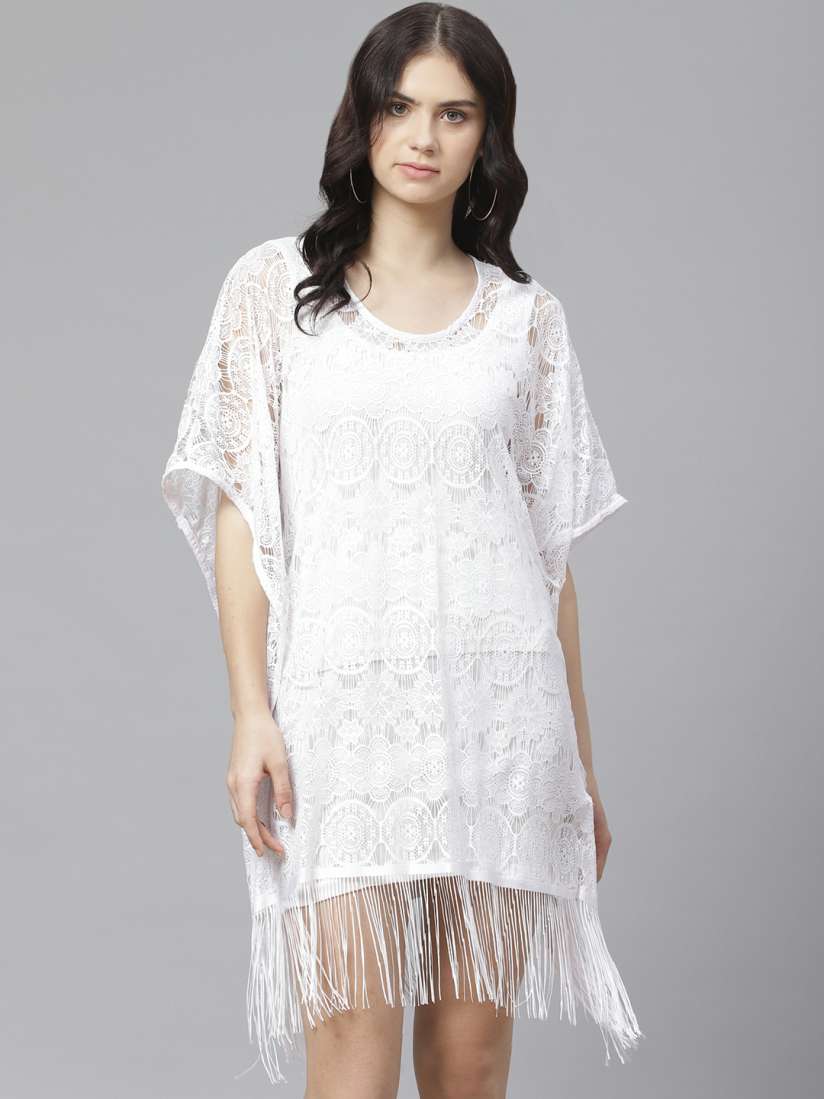 Buy Marks Spencer Women White Self Design Semi Sheer Kaftan Lace Dress Dresses for Women 12133674 Myntra