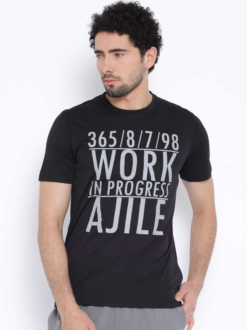 Buy Ajile by Pantaloons Black Printed Active T shirt Tshirts for Men 1215213 Myntra