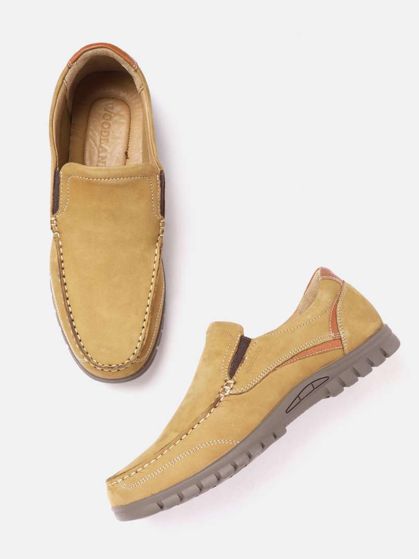 Woodland men's camel leather sneakers top