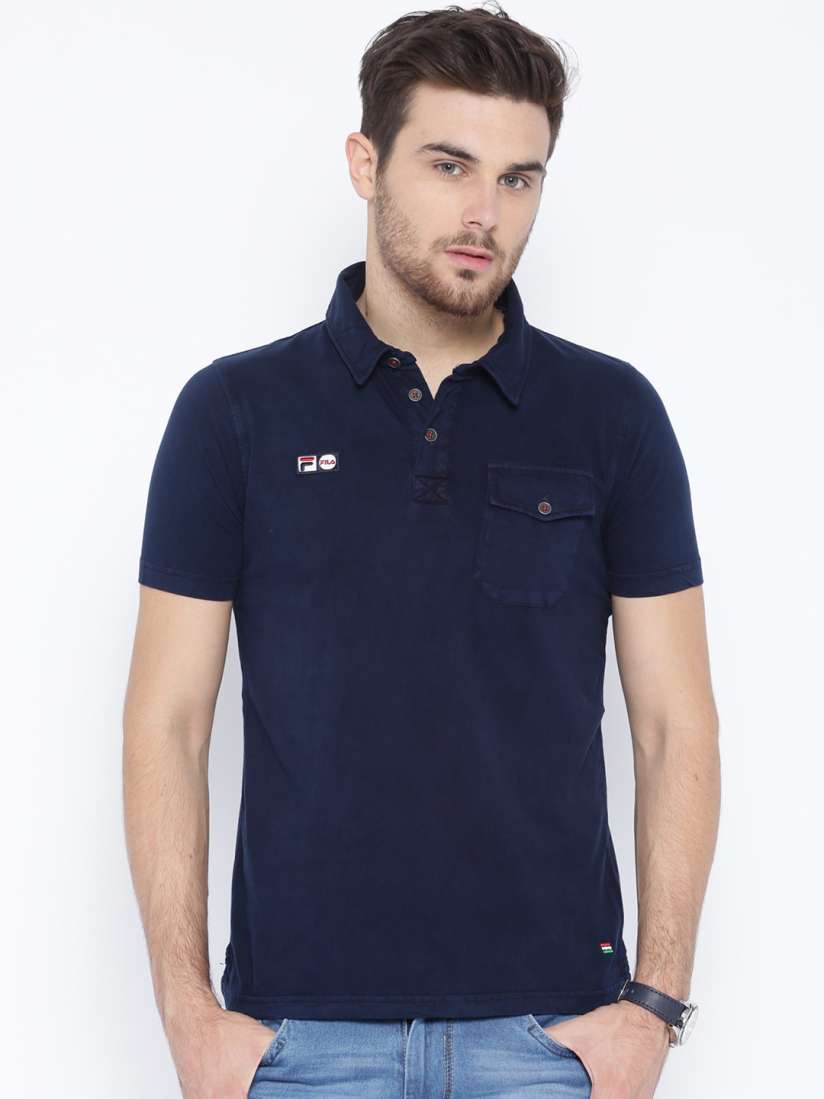 Buy FILA Navy Polo Pure Cotton T shirt Tshirts for Men 1217083 Myntra