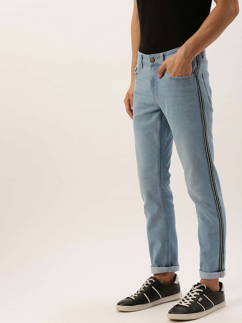 Side stripe jeans mens myntra sale