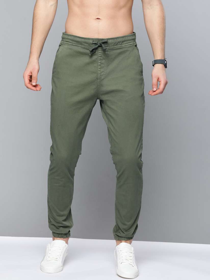 Olive green joggers mens online