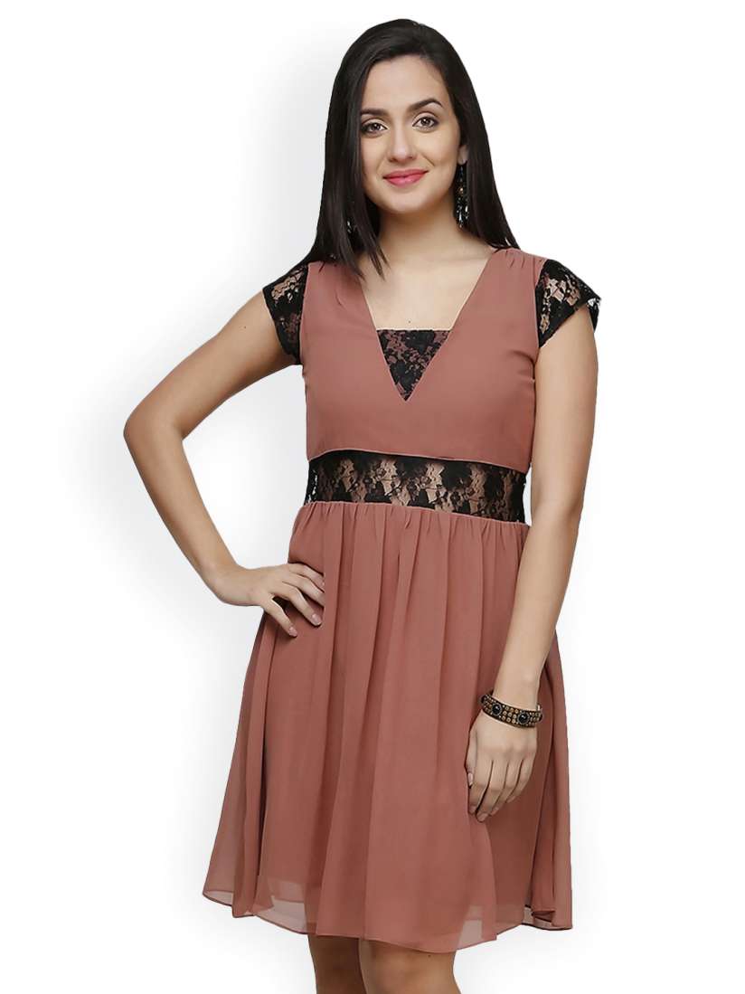 Buy Eavan Brown Fit Flare Dress Dresses for Women 1219012 Myntra