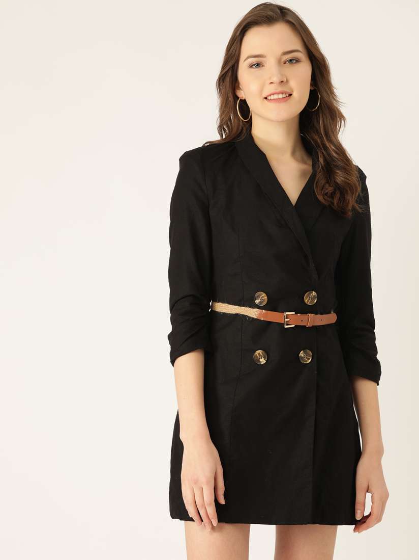 Black short trench coat for women 5376