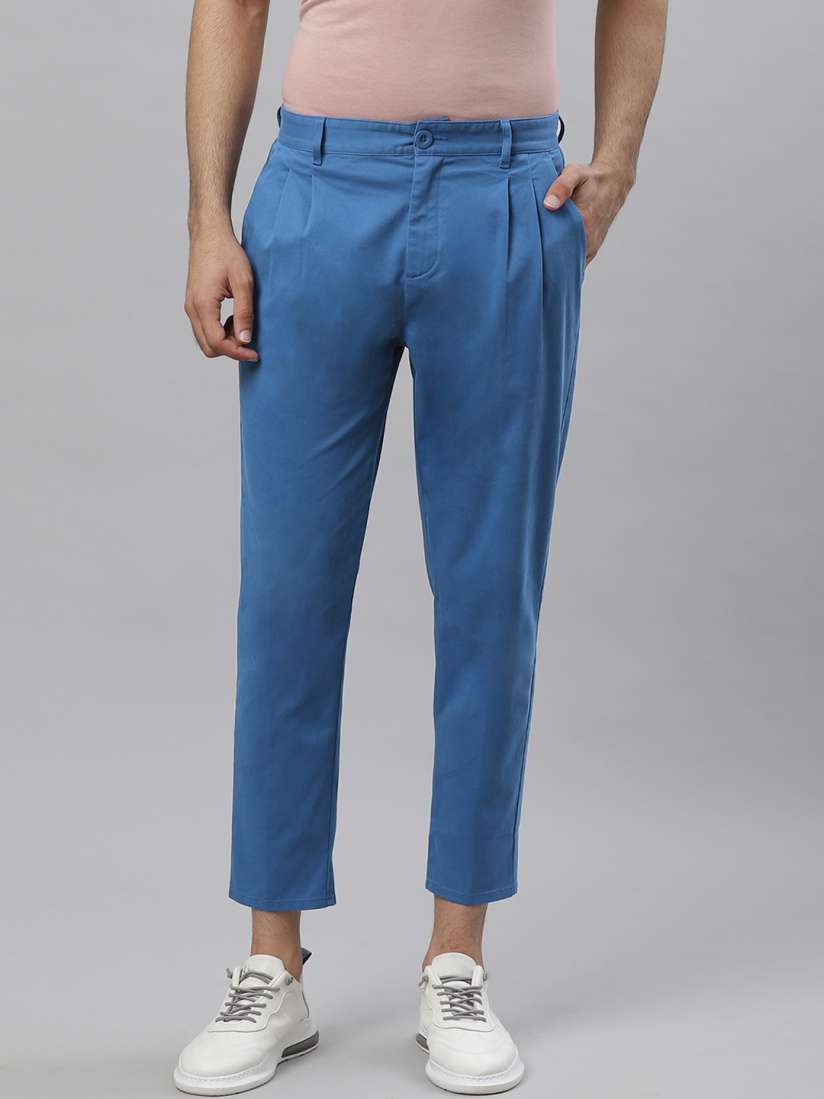 Mens blue cropped trousers on sale
