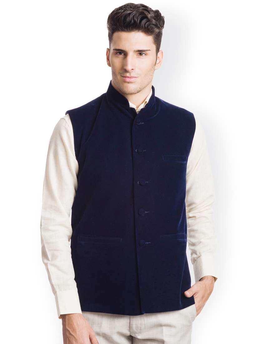 Buy Wintage Navy Velvet Nehru Jacket Nehru Jackets for Men Myntra