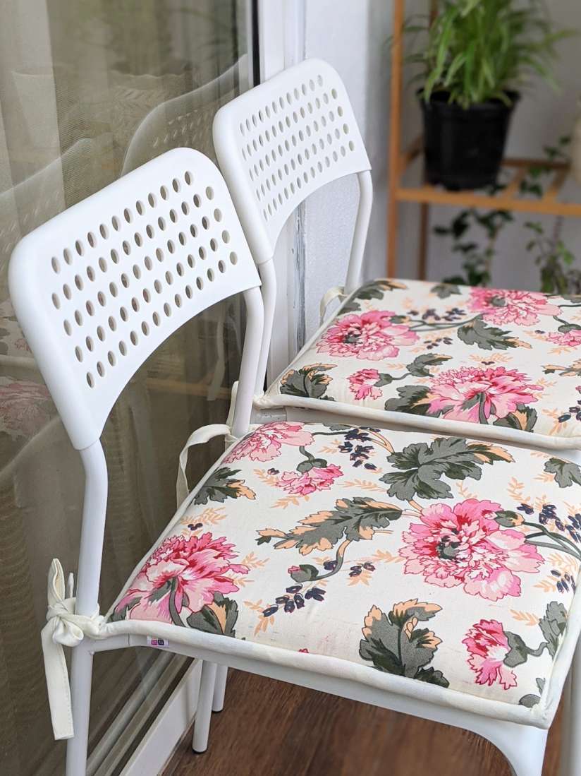 Buy SWAYAM Cream Pink Set of 4 Printed Chair Pads with Loops Chair Pads for Unisex 12220082 Myntra