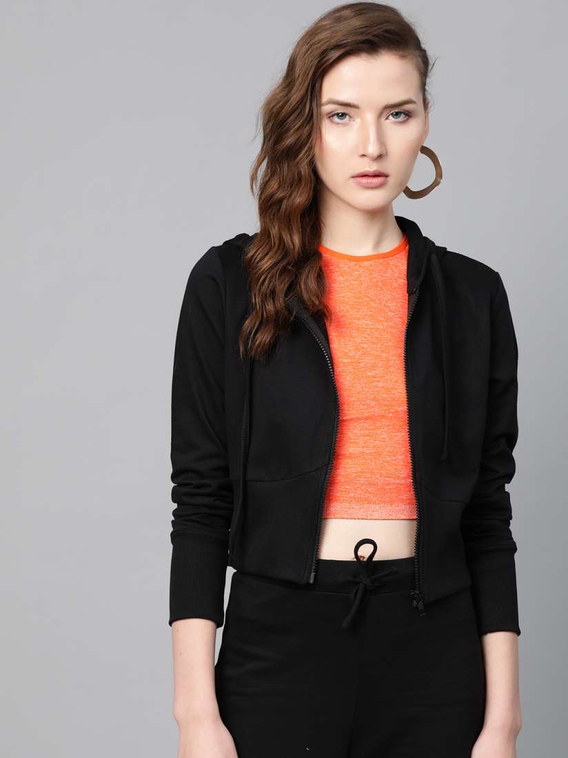 Buy SASSAFRAS Women Black Solid Hooded Sweatshirt Sweatshirts for Women 12222058 Myntra