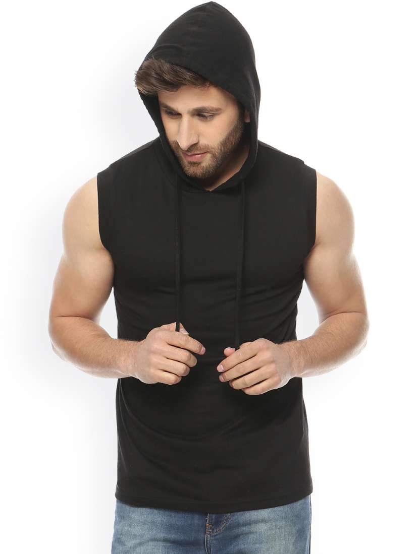 Buy GRITSTONES Black Sleeveless Hooded T shirt Tshirts for Men 1222322 Myntra