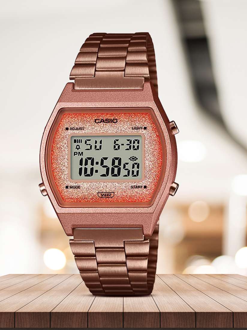 Casio retro watch rose gold store