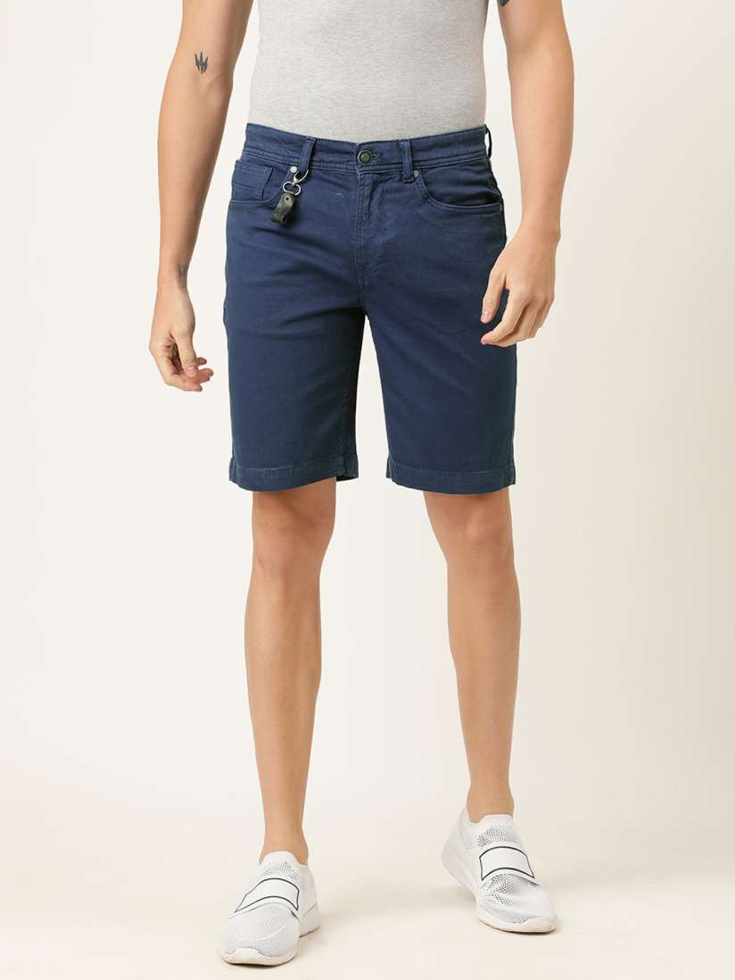 Buy Lee Cooper Men Blue Self Design Classic Slim Fit Shorts Shorts for Men 12230842 Myntra