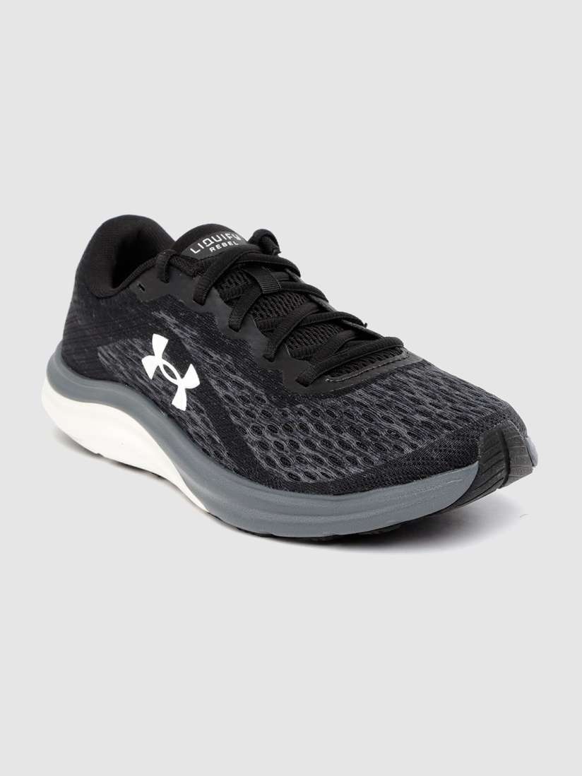 Buy UNDER ARMOUR Women Black Charcoal Grey Woven Design Liquify Rebel Running Shoes Sports Shoes for Women 12247064 Myntra