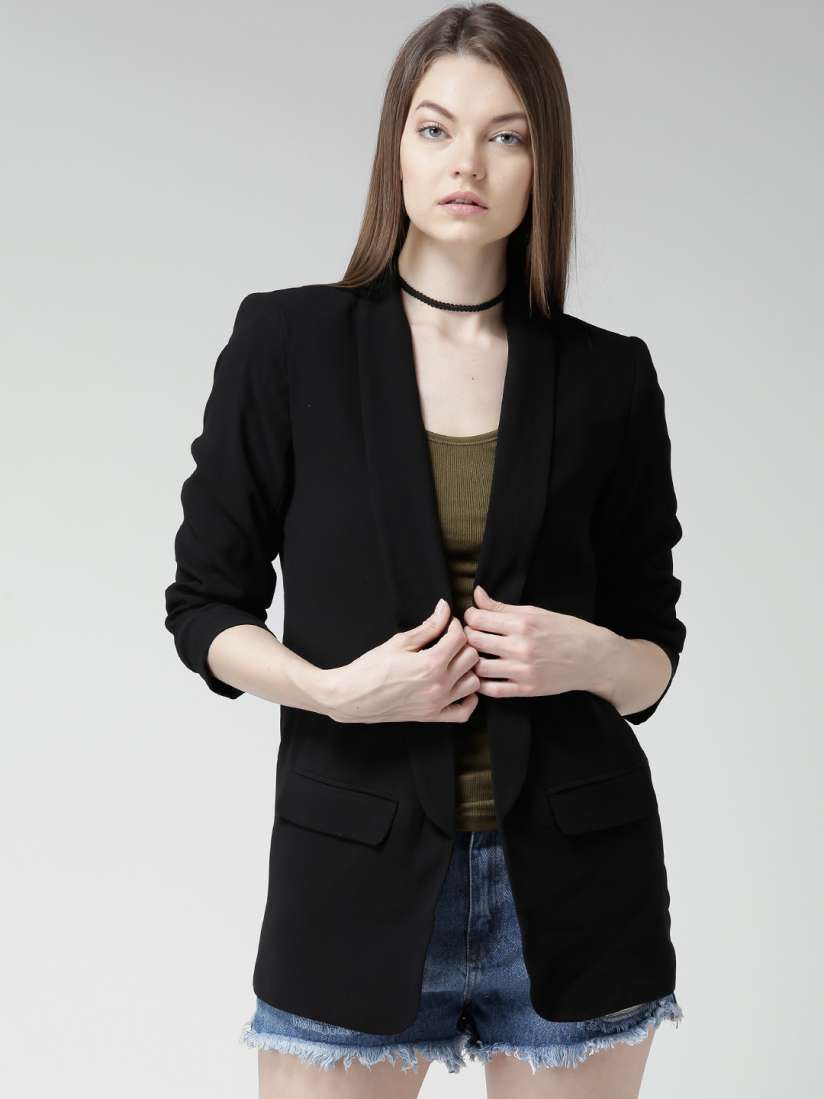 Buy FOREVER 21 Black Open Front Casual Blazer Blazers for Women 1224728 Myntra