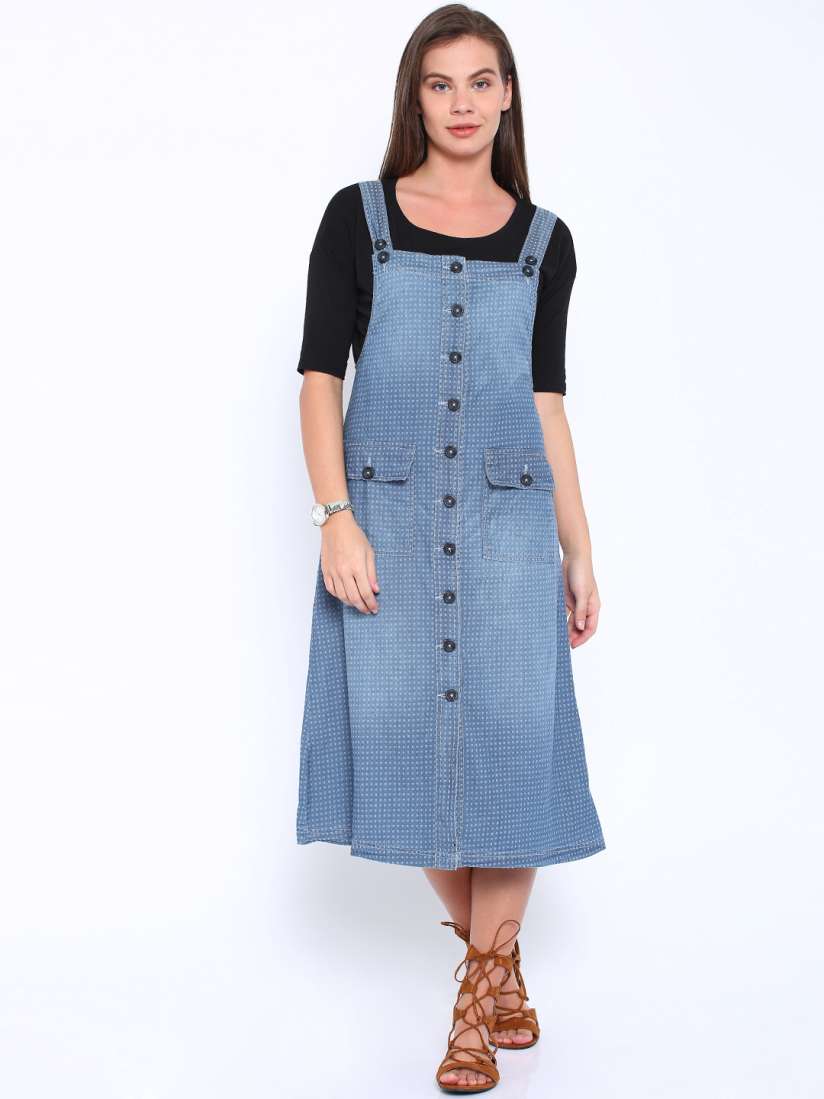 Buy Tokyo Talkies Blue Printed Dungaree Dress Dungarees for Women 1225957 Myntra