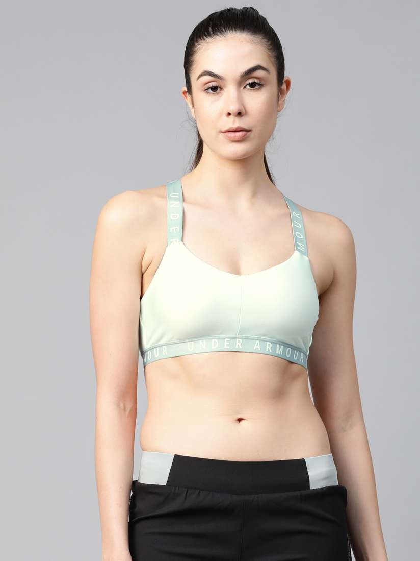 Buy UNDER ARMOUR Women Sea Green Solid Wordmark Strappy Sportlette Bra 1325613 Bra for Women 12262920 Myntra