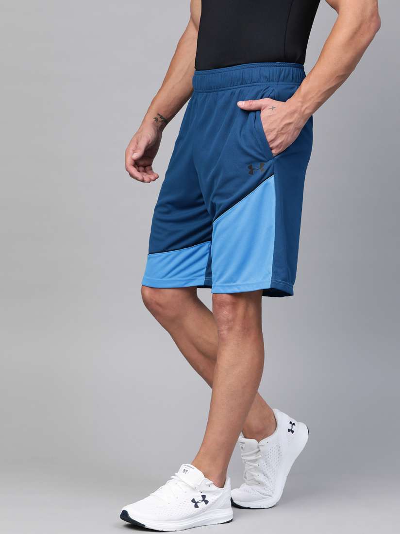 Buy UNDER ARMOUR Men Blue Colourblocked Baseline 10 Inches Basketball Shorts Shorts for Men 12263290 Myntra