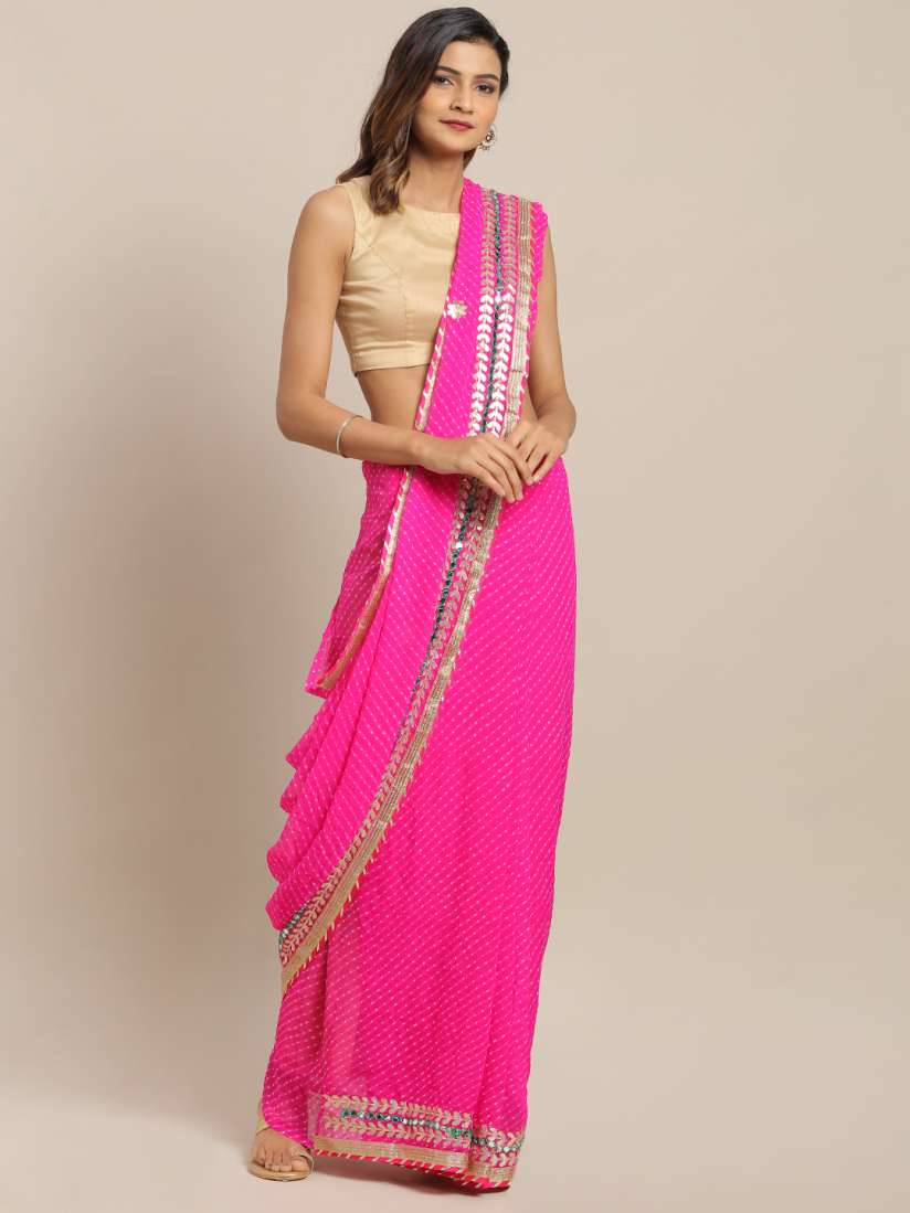 Buy Mitera Handcrafted Gota Patti Leheriya Saree Sarees for Women 12263978 Myntra