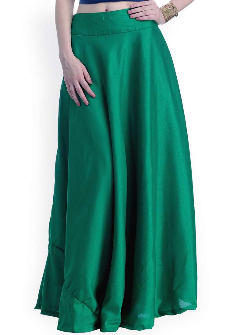 Buy INDYA Dark Green Silk Maxi Skirt Skirts for Women 1227337 Myntra