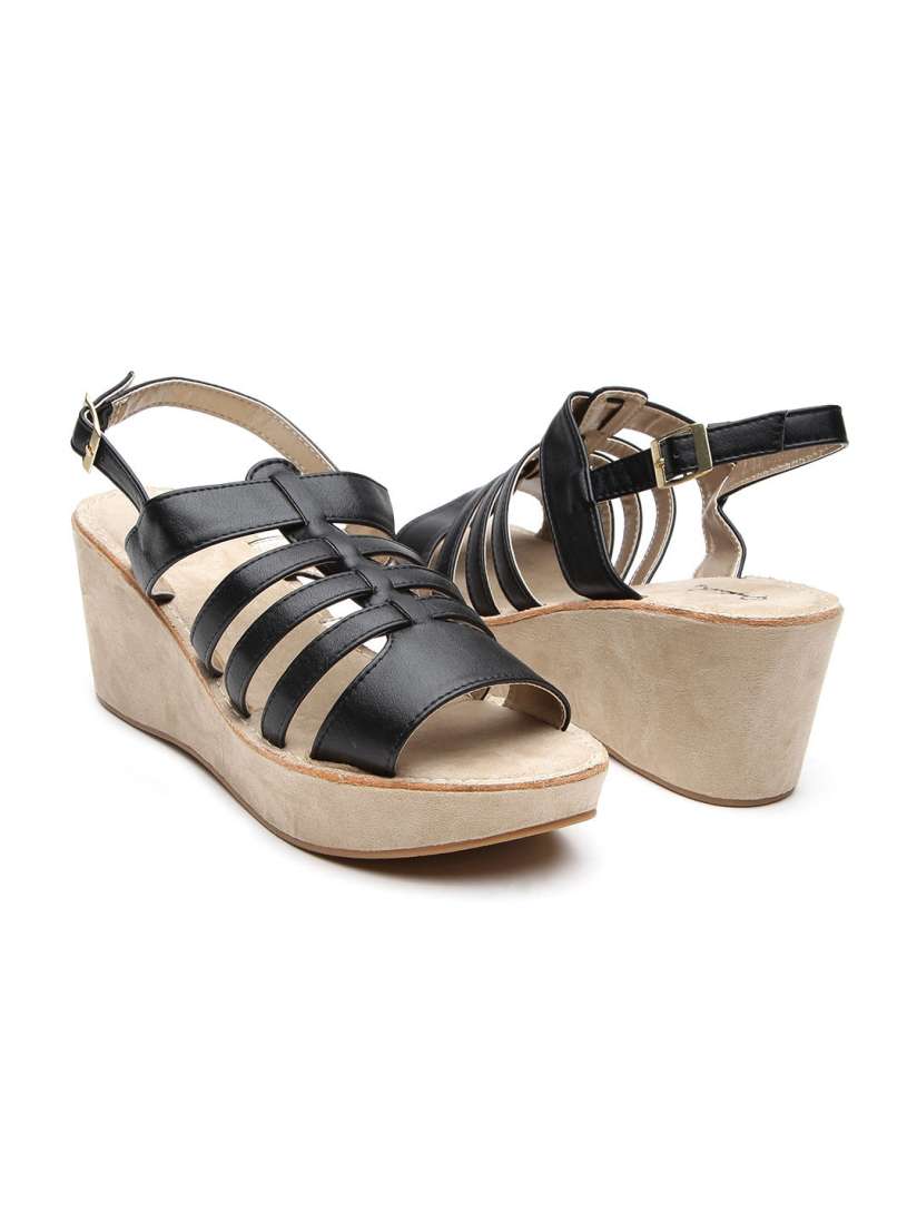 Qupid black wedges cheap