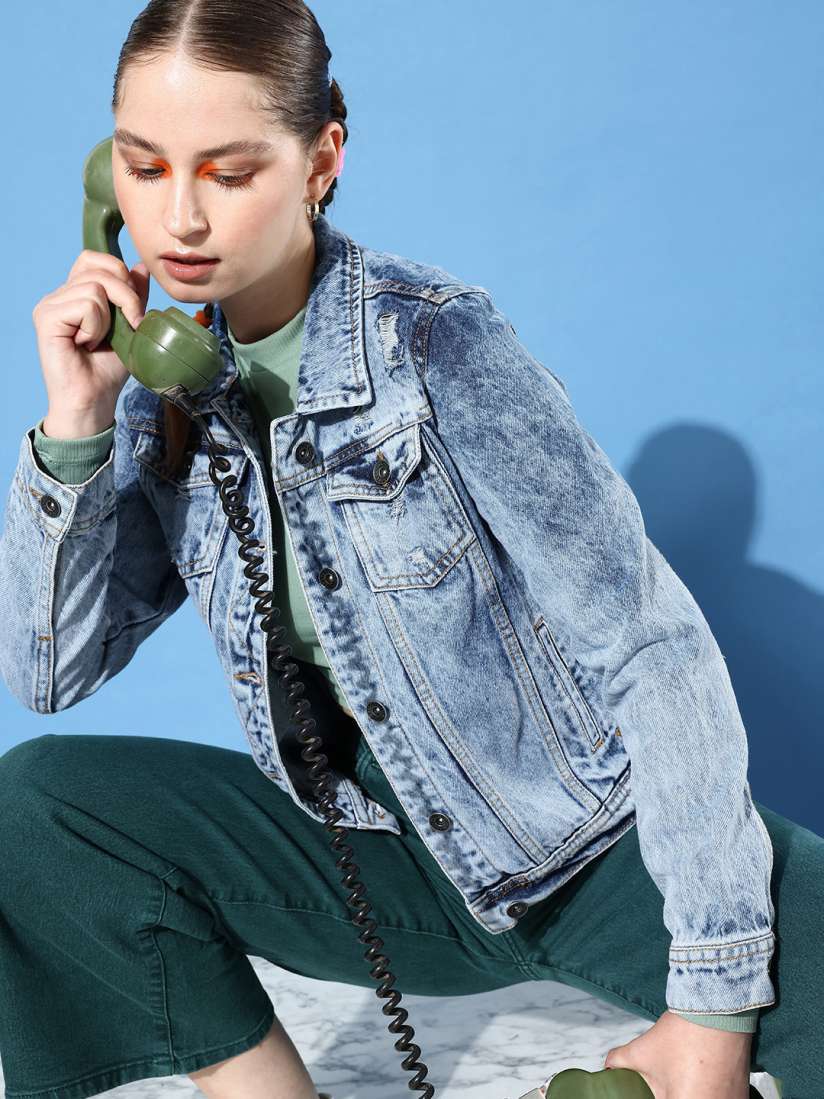 Denim jacket for women on myntra sales