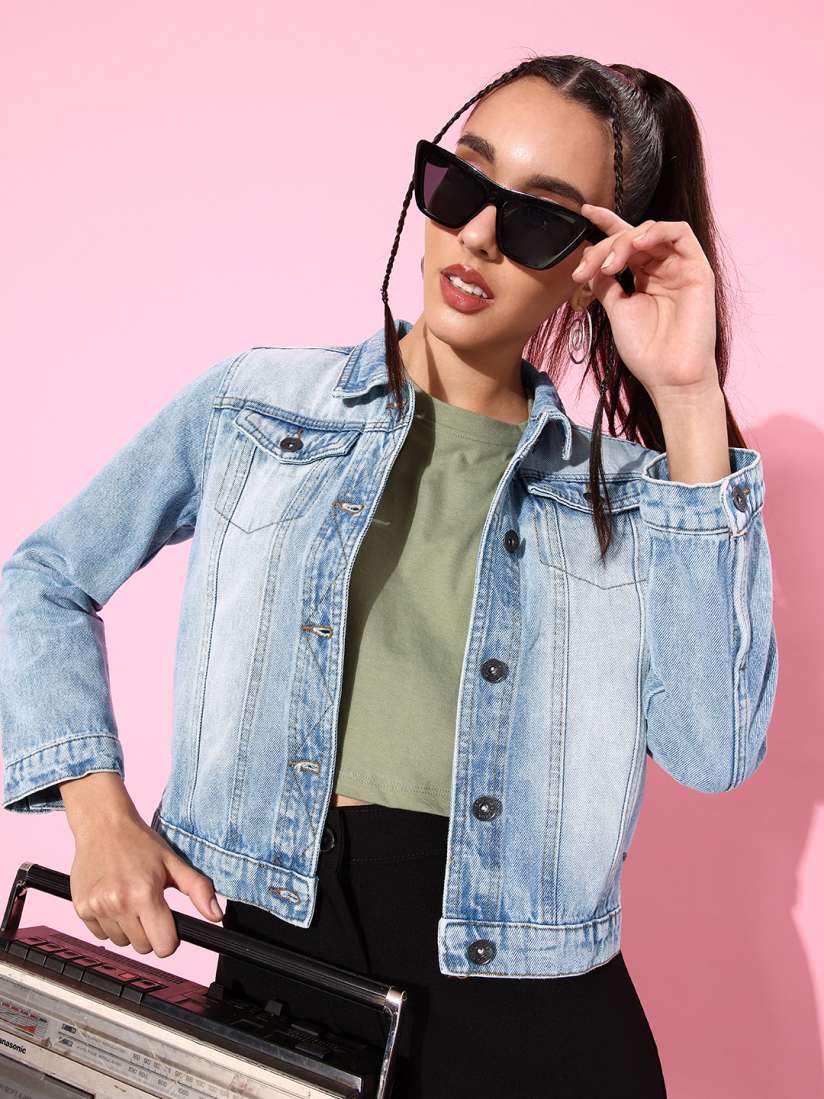 Buy Roadster Women Blue Washed Denim Jacket Jackets for Women 12279402 Myntra