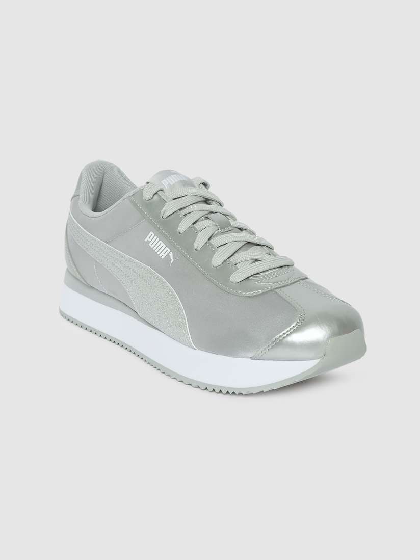 Buy Puma Women Silver Toned Turino Stacked Glitter Sneakers Casual Shoes for Women 12280886 Myntra