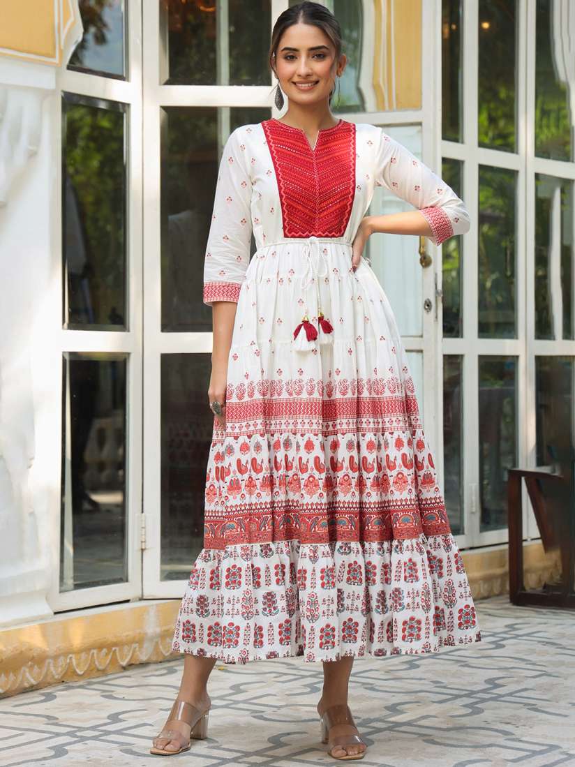 White and maroon dress on sale