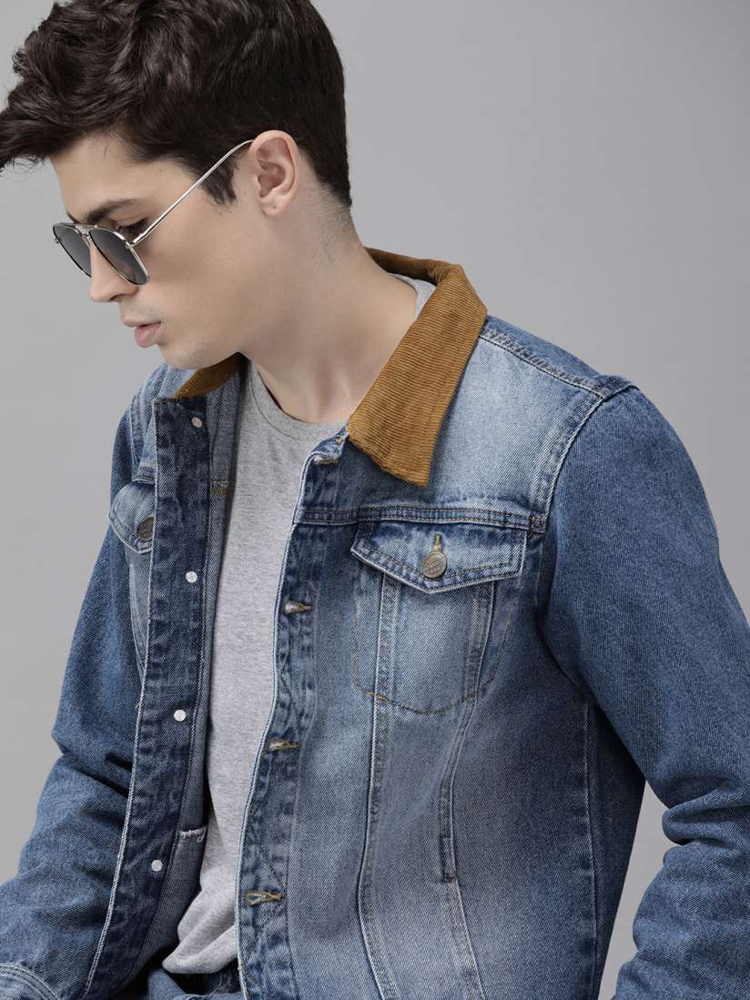 Buy Roadster Men Blue Solid Denim Jacket Jackets for Men 12288774 Myntra