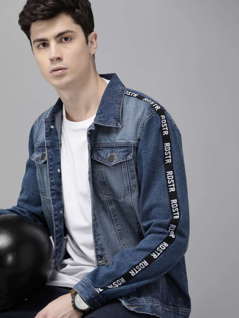 Buy Roadster Men Blue Solid Denim Jacket Jackets for Men 12288812 Myntra