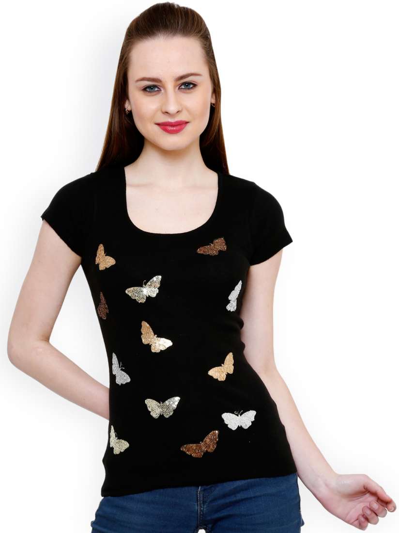 Buy Renka Black Printed Top Tops for Women 1229601 Myntra