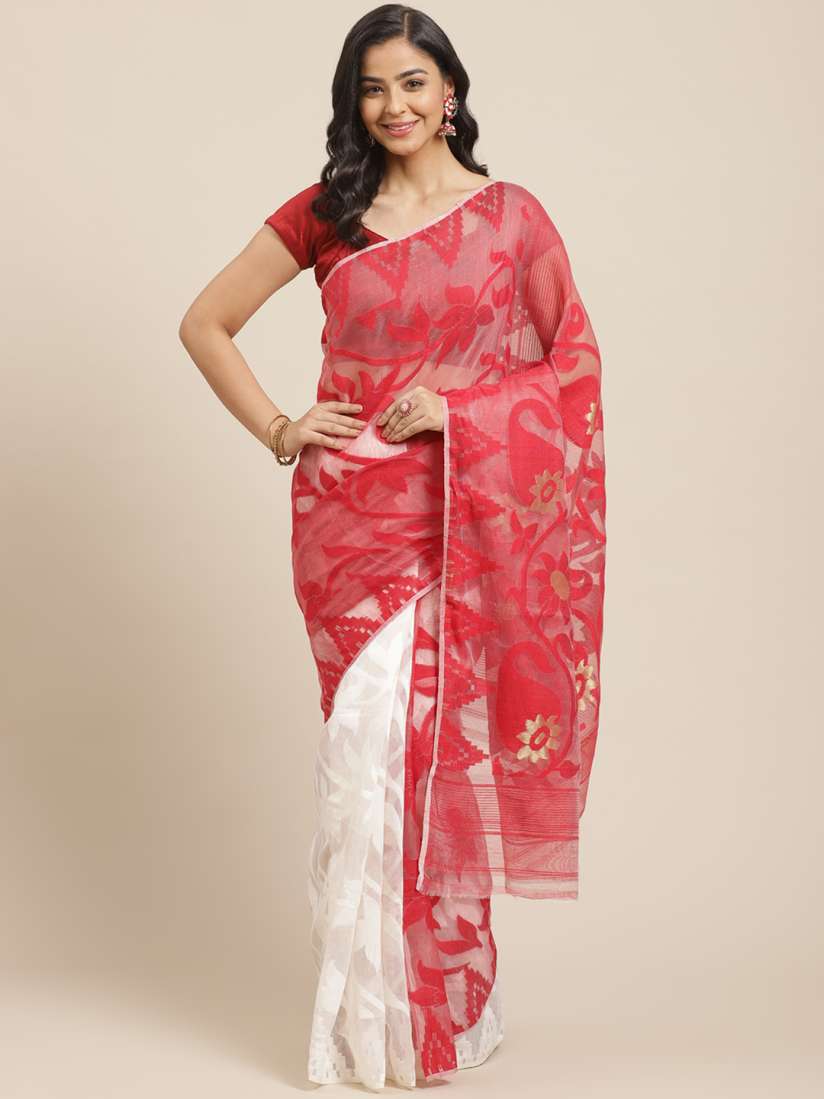 Myntra dhakai jamdani saree top