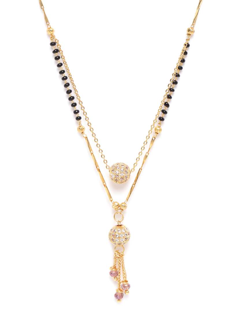 Buy JEWELS GEHNA Black Gold Plated AD Studded Beaded Handcrafted Layered Mangalsutra Mangalsutra for Women 12299888 Myntra