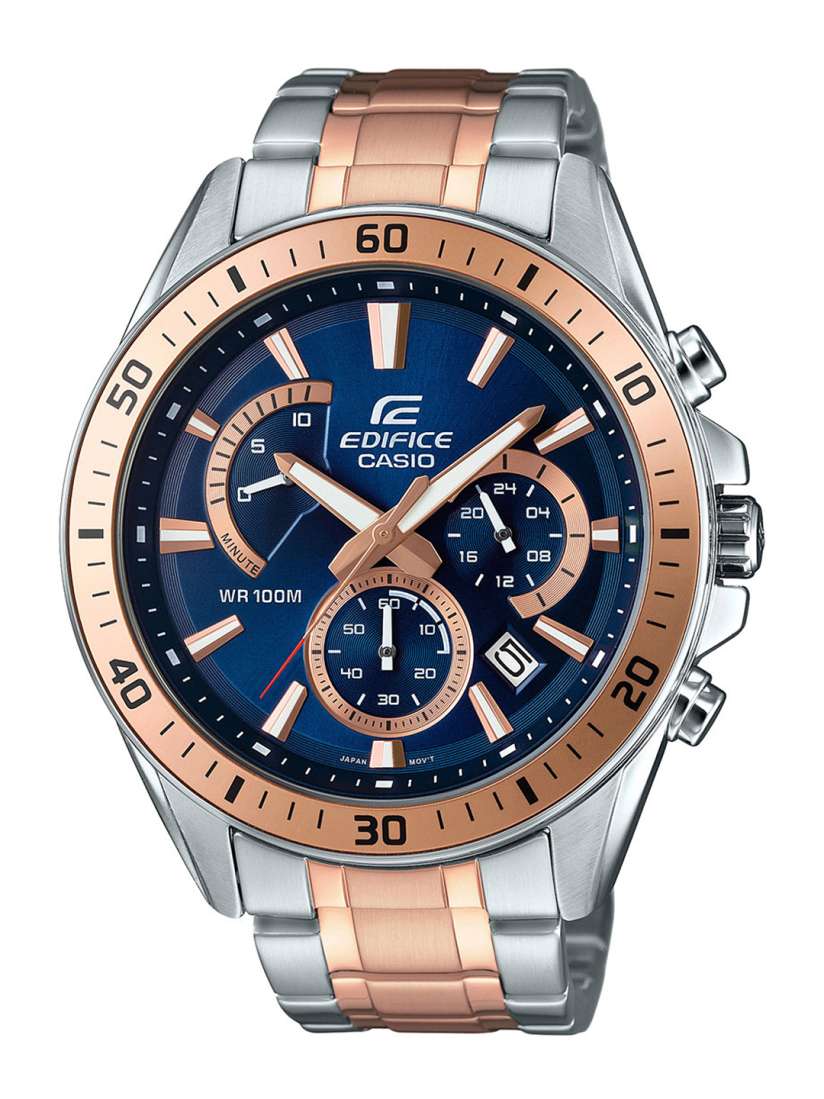 Casio edifice stainless steel double dial bracelet watch best sale