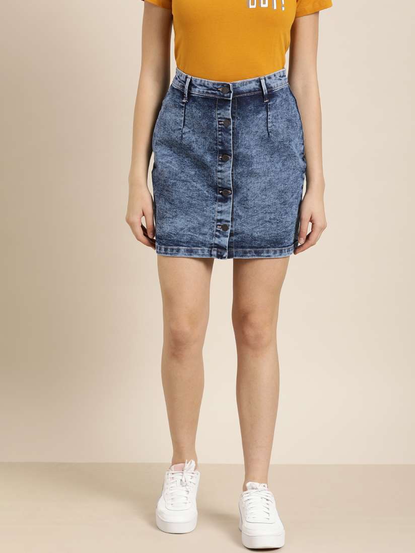 Long denim skirt myntra best sale