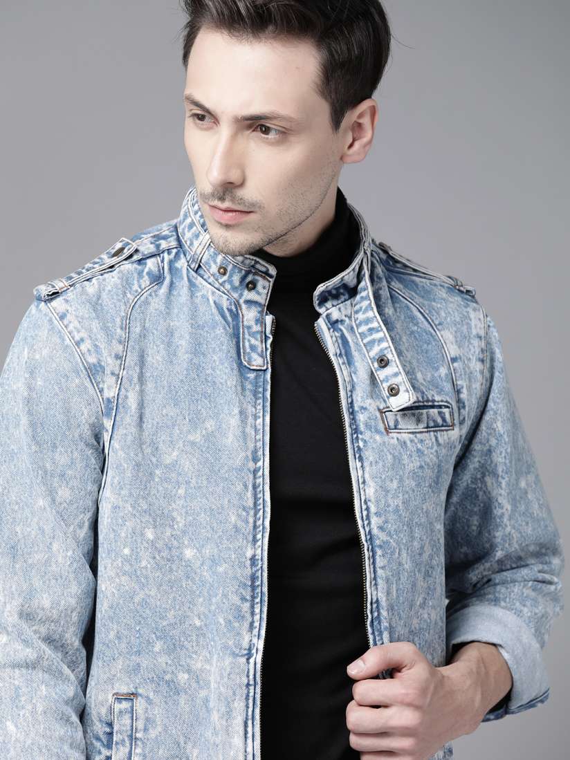 Mens acid wash denim jacket online