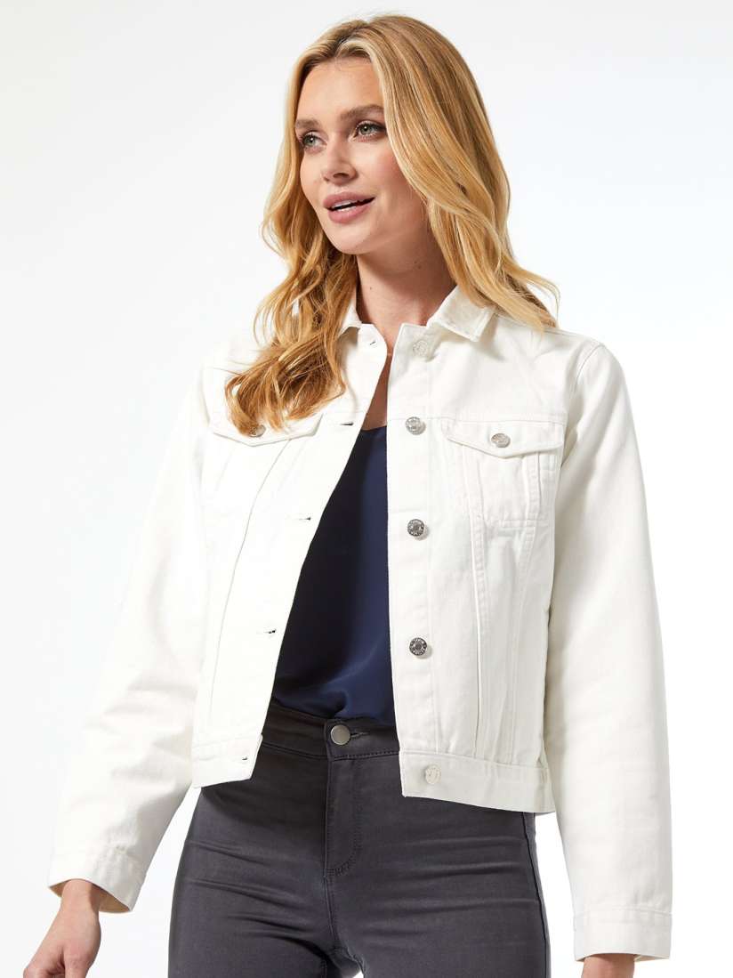 Buy DOROTHY PERKINS Women White Solid Denim Jacket Jackets for Women 12310804 Myntra