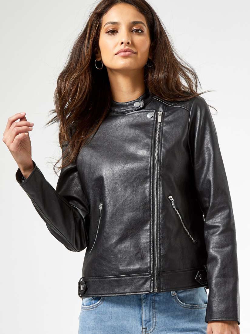 Buy DOROTHY PERKINS Women Black Solid Biker Jacket Jackets for Women 12311160 Myntra