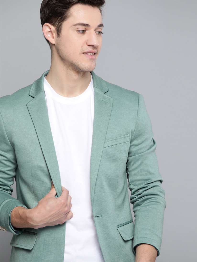 Buy Mast Harbour Men Green Solid Smart Casual Blazer Blazers for Men 12311726 Myntra