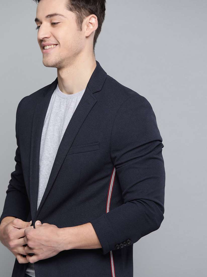 Buy Mast Harbour Men Navy Blue Solid Single Breasted Regular Fit Casual Blazer Blazers for Men 12311758 Myntra