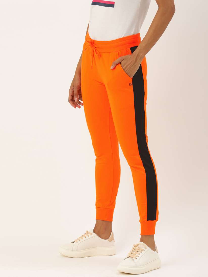 Buy Genius18 Women Orange Black Striped Slim Fit Joggers Track Pants for Women 12319760 Myntra