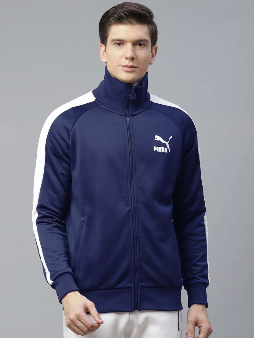 Buy Puma Men Navy Blue Iconic T7 Solid Track Jacket Jackets for Men 12335160 Myntra