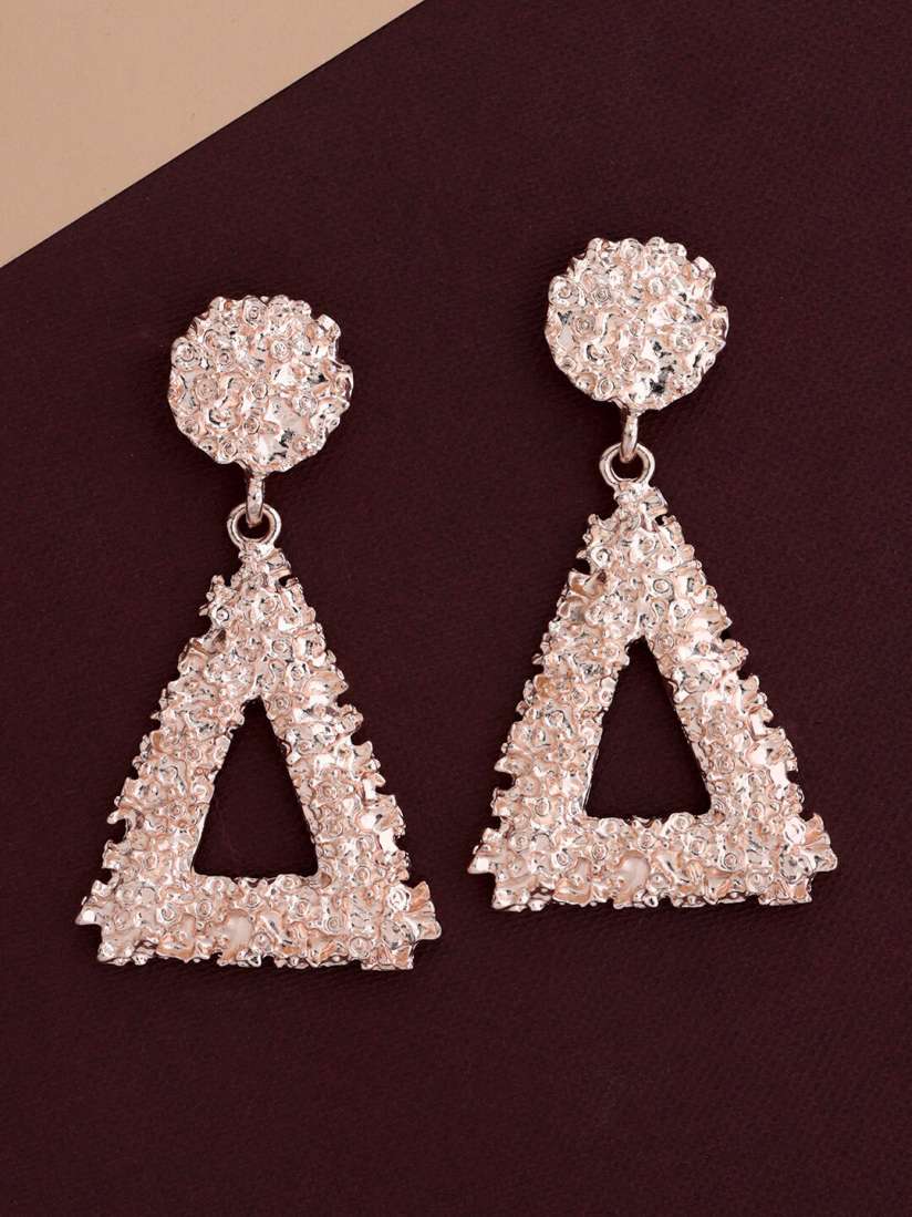 Buy Tistabene Pink Triangular Rose Gold Plated Drop Earrings Earrings for Women 12338660 Myntra