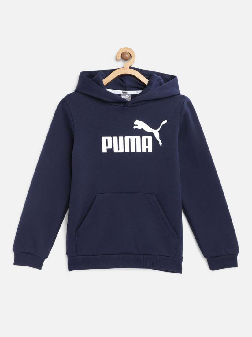 Buy Puma Boys Navy Blue ESS Logo Printed Hooded Sweatshirt Sweatshirts for Boys 12348324 Myntra