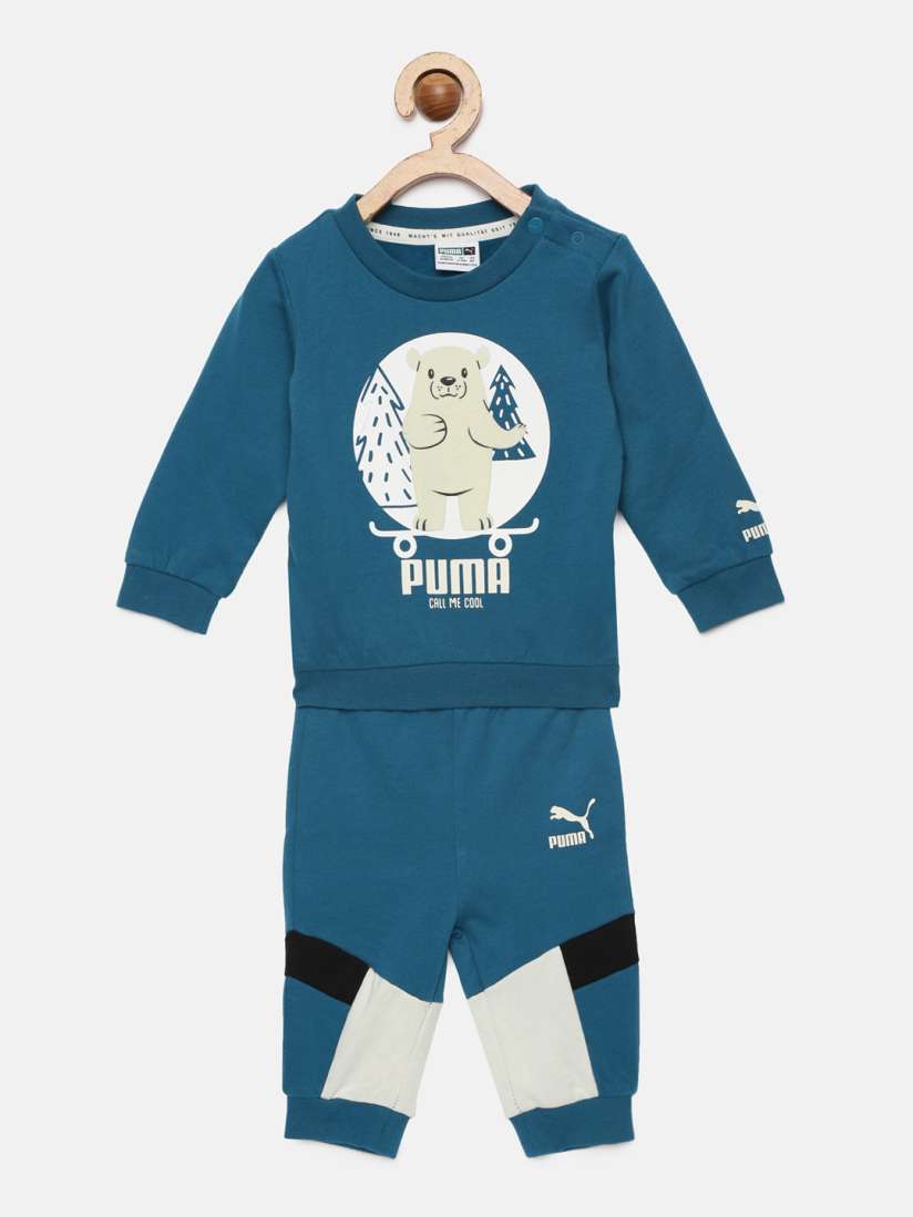 Buy Puma Infants Blue And White Printed Animals Crew Jogger Tracksuit Tracksuits for Boys 12349878 Myntra
