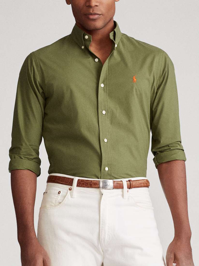 Olive green ralph lauren shirt clearance