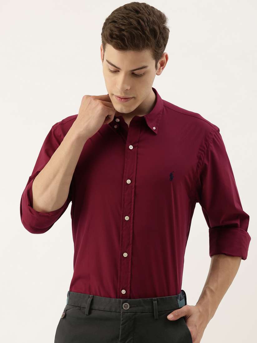 Buy Polo Ralph Lauren Men Maroon Slim Fit Solid Formal Shirt Shirts for Men 12350676 Myntra